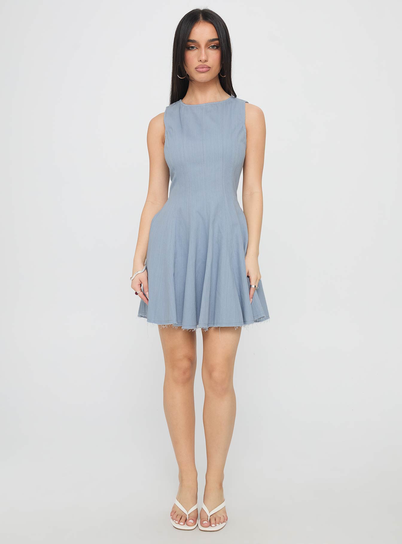 Composure Pleat Mini Dress Blue
