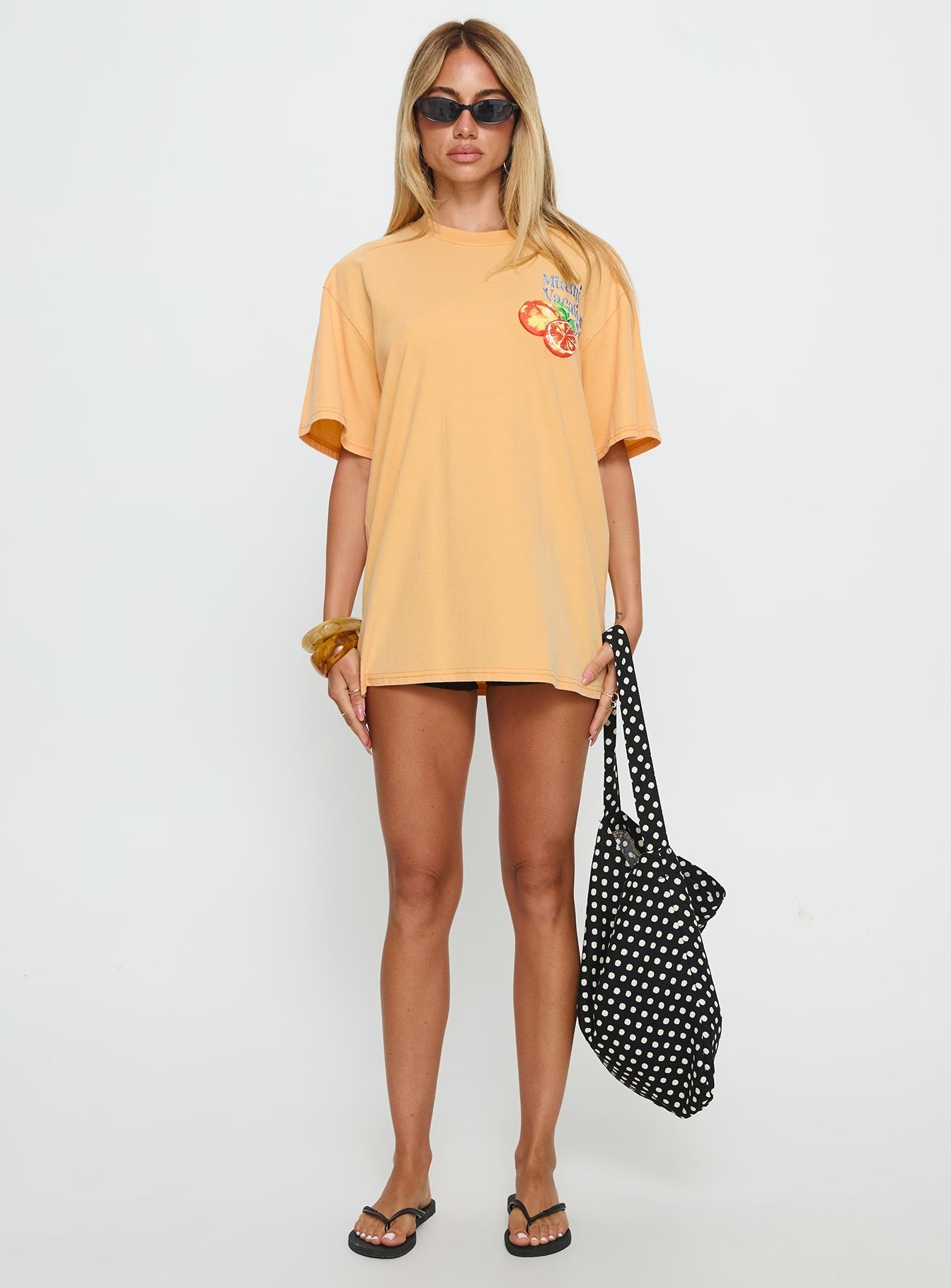 Miami Vacation Club Oversized Graphic Top Orange
