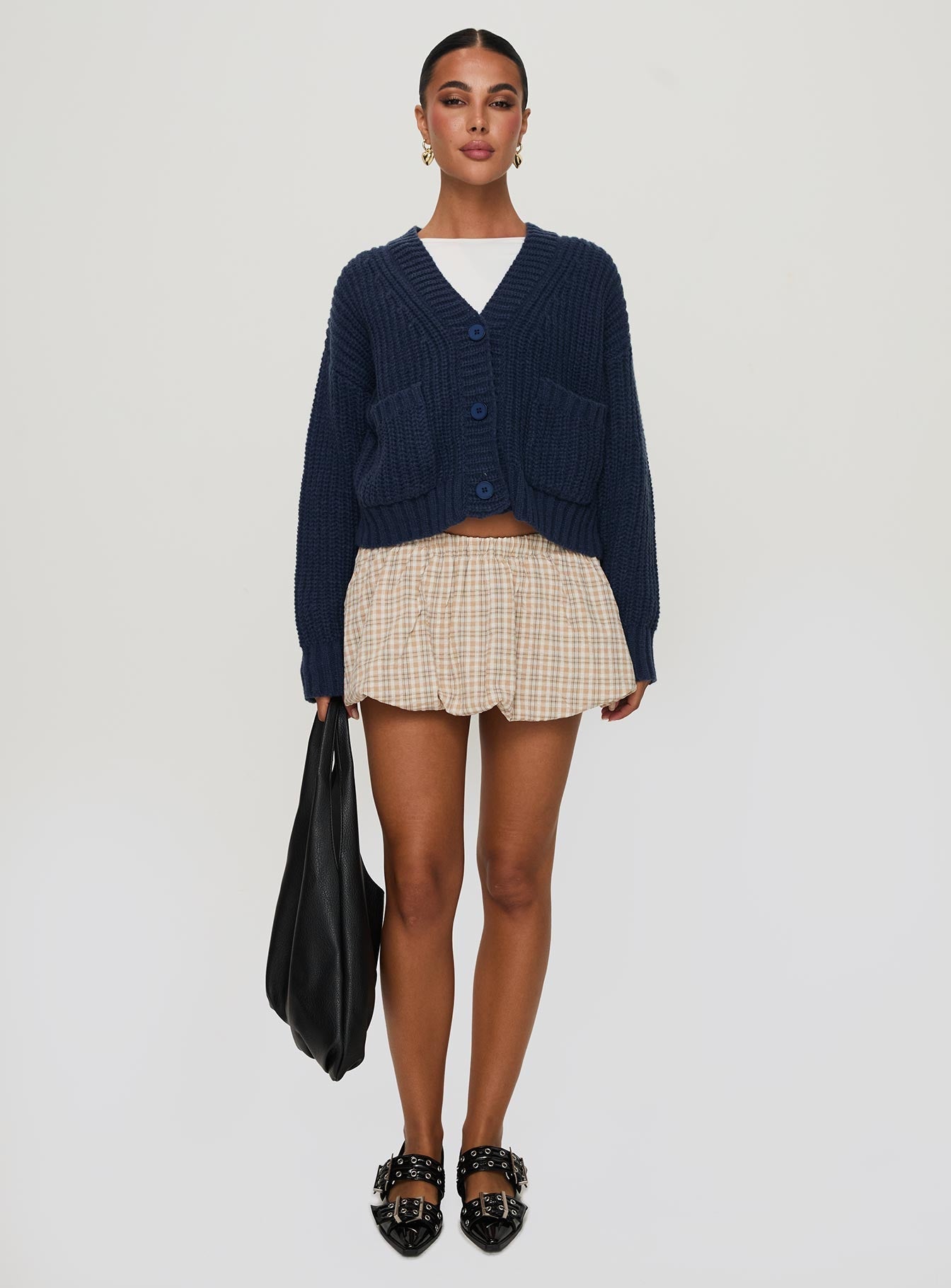 Osias Cable Knit Cardigan Navy