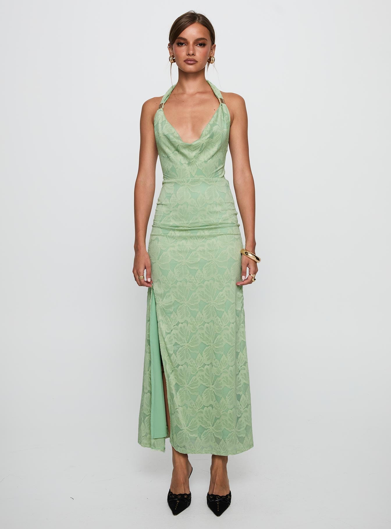 Starfall Halter Maxi Dress Sage