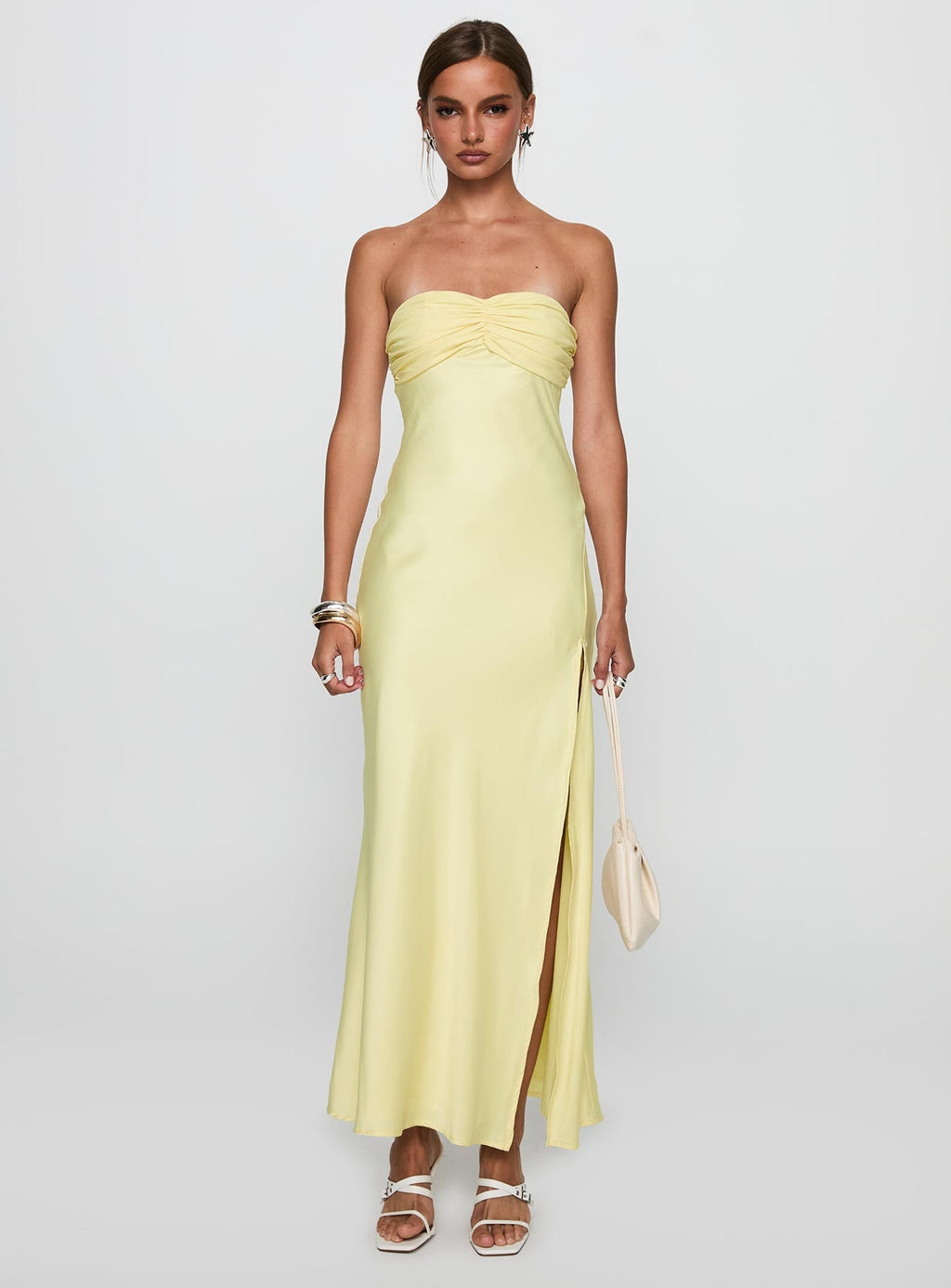 Chevalier Strapless Maxi Dress Lemon