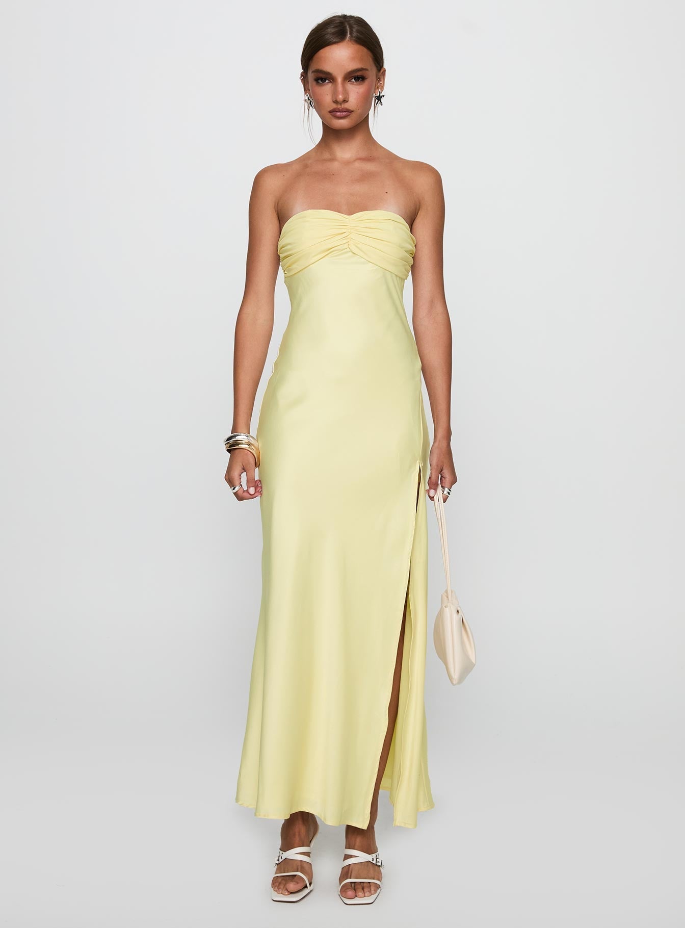 Chevalier Strapless Maxi Dress Lemon