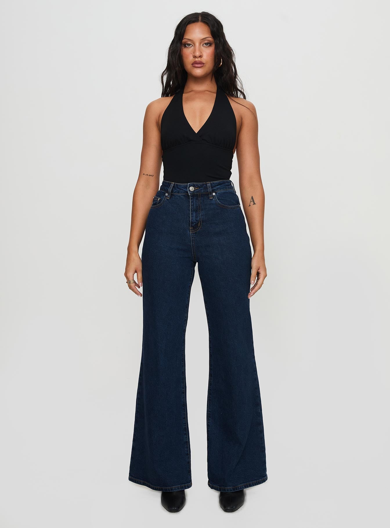 Thearlie High Rise Flared Jeans Dark Wash