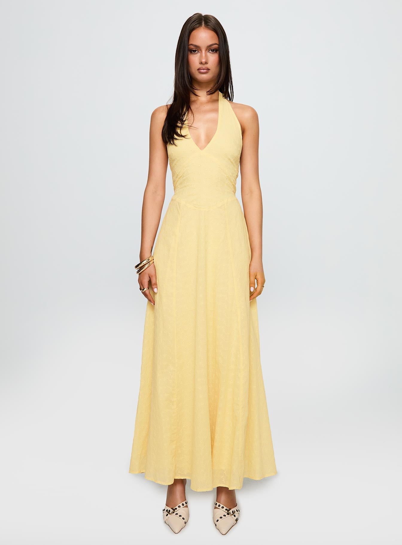 Summer State Halter Maxi Dress Yellow