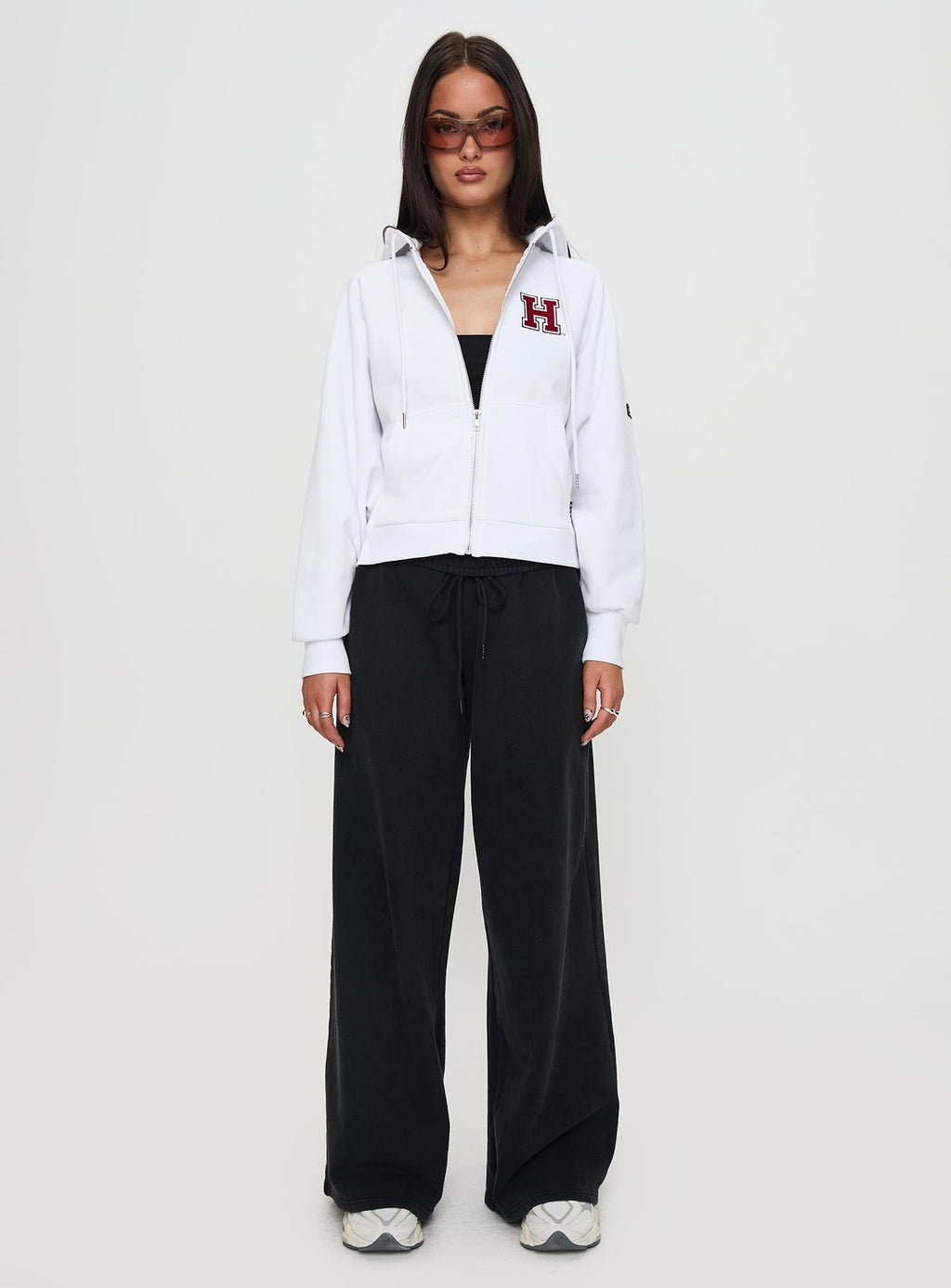 Harvard Raglan Zip Up White / Red