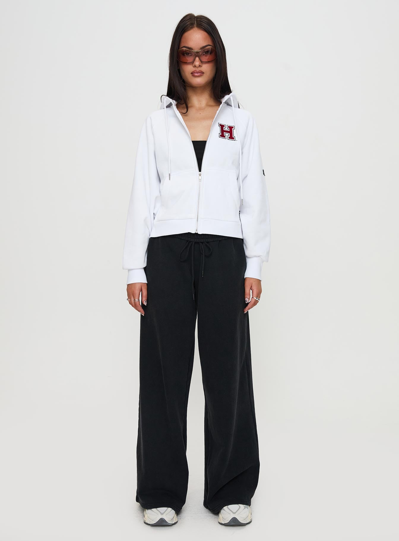 Harvard Raglan Zip Up White / Red