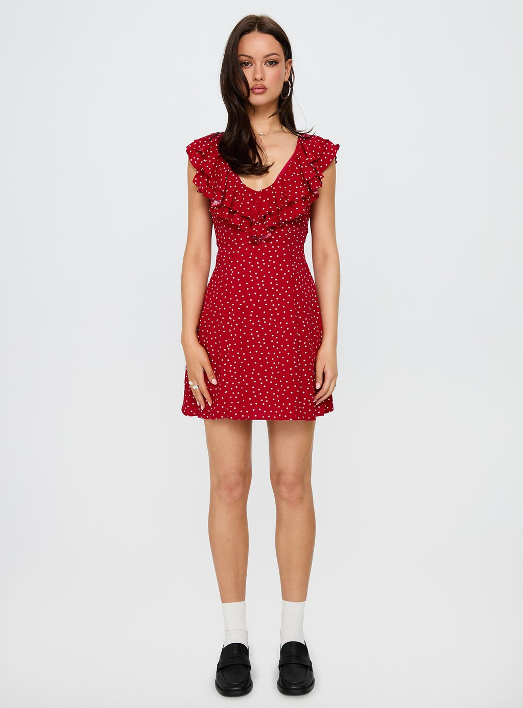 Cherry Schnapps Flutter Mini Dress Red Polka