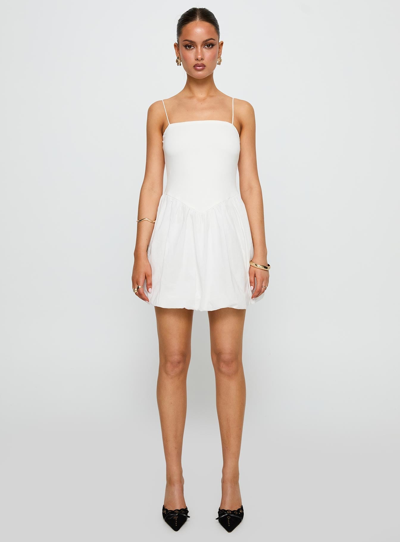 Vista Amora Bubble Hem Mini Dress White