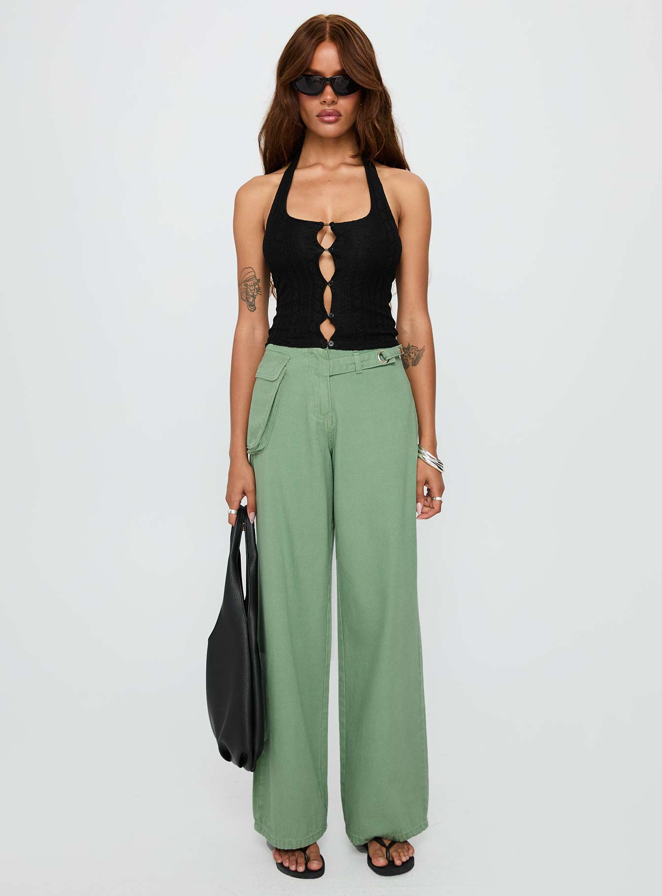 Just Talk Button Up Top Black