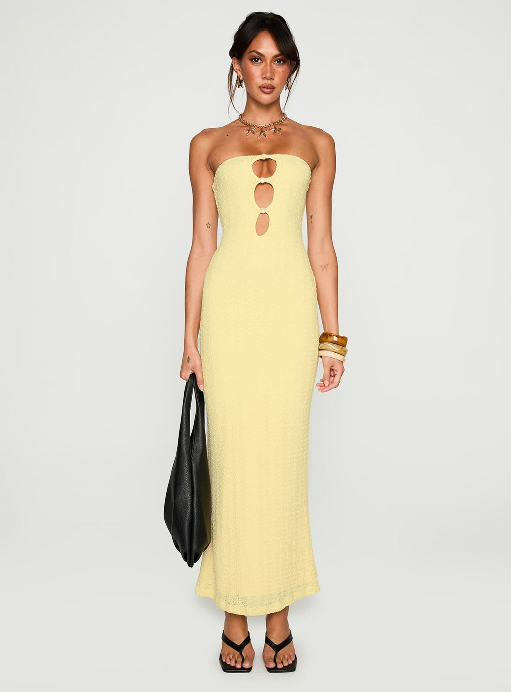 Saijana Strapless Maxi Dress Lemon