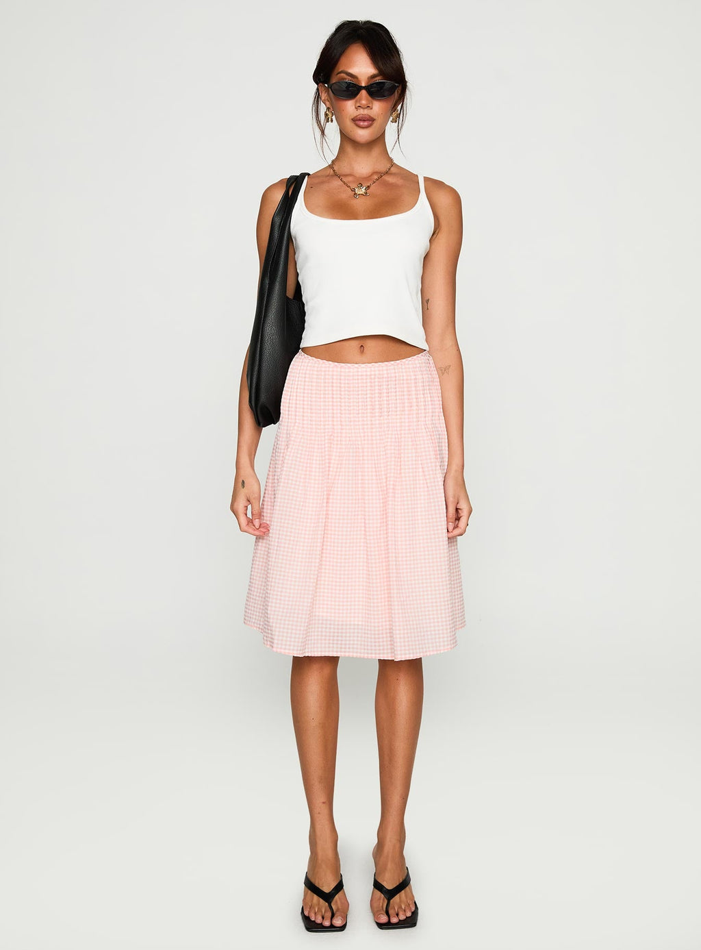Maryanna Midi Skirt Pink Gingham