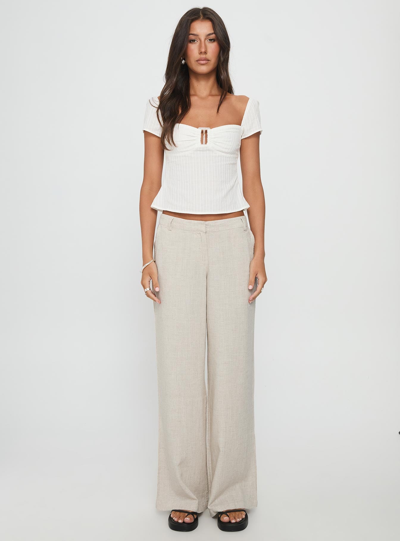 Syrena Tailored Wide Leg Pant Natural