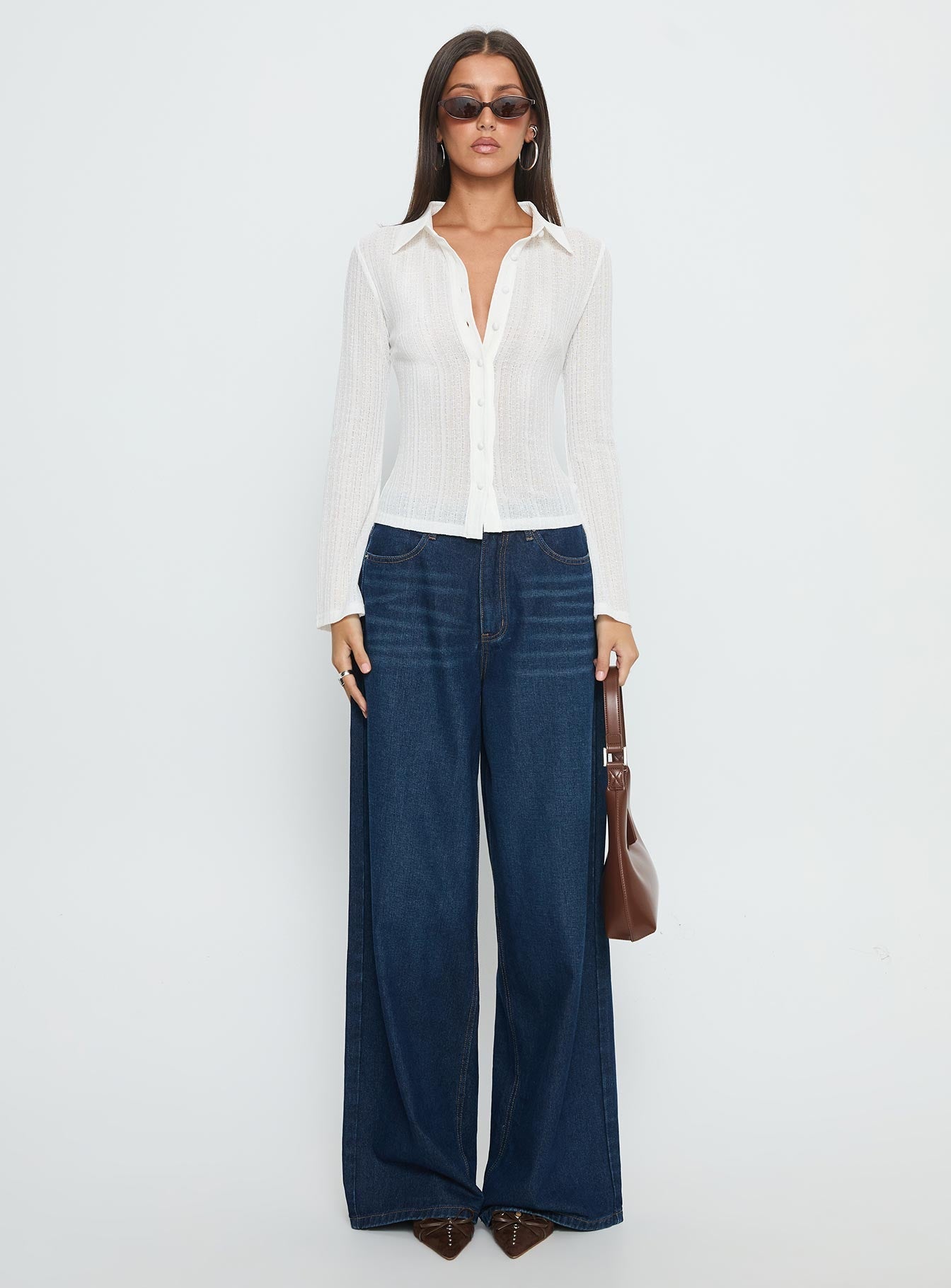 When You Sleep Long Sleeve Top White