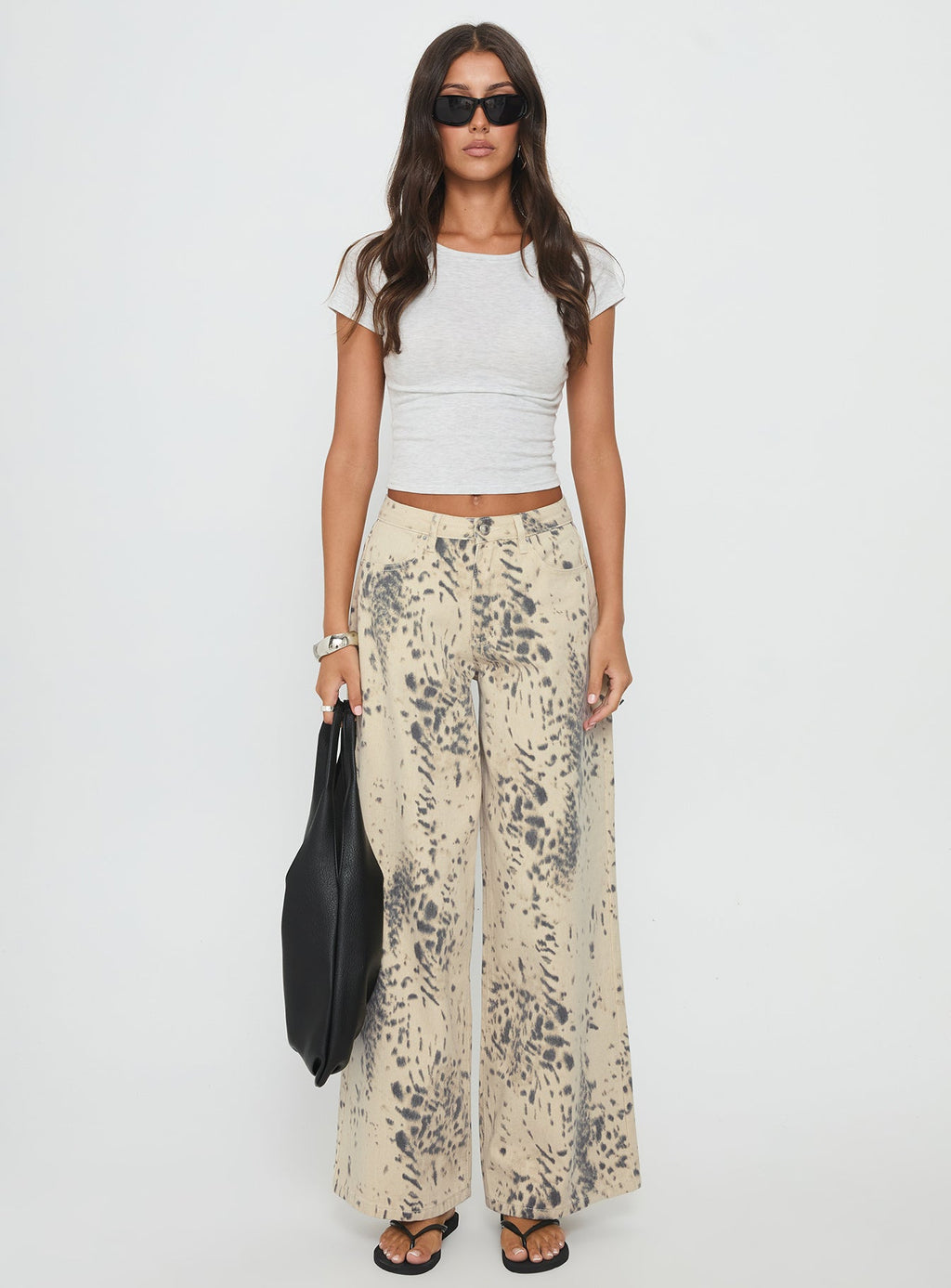 Naylor Mid Rise Wide Leg Jeans Animal Spot