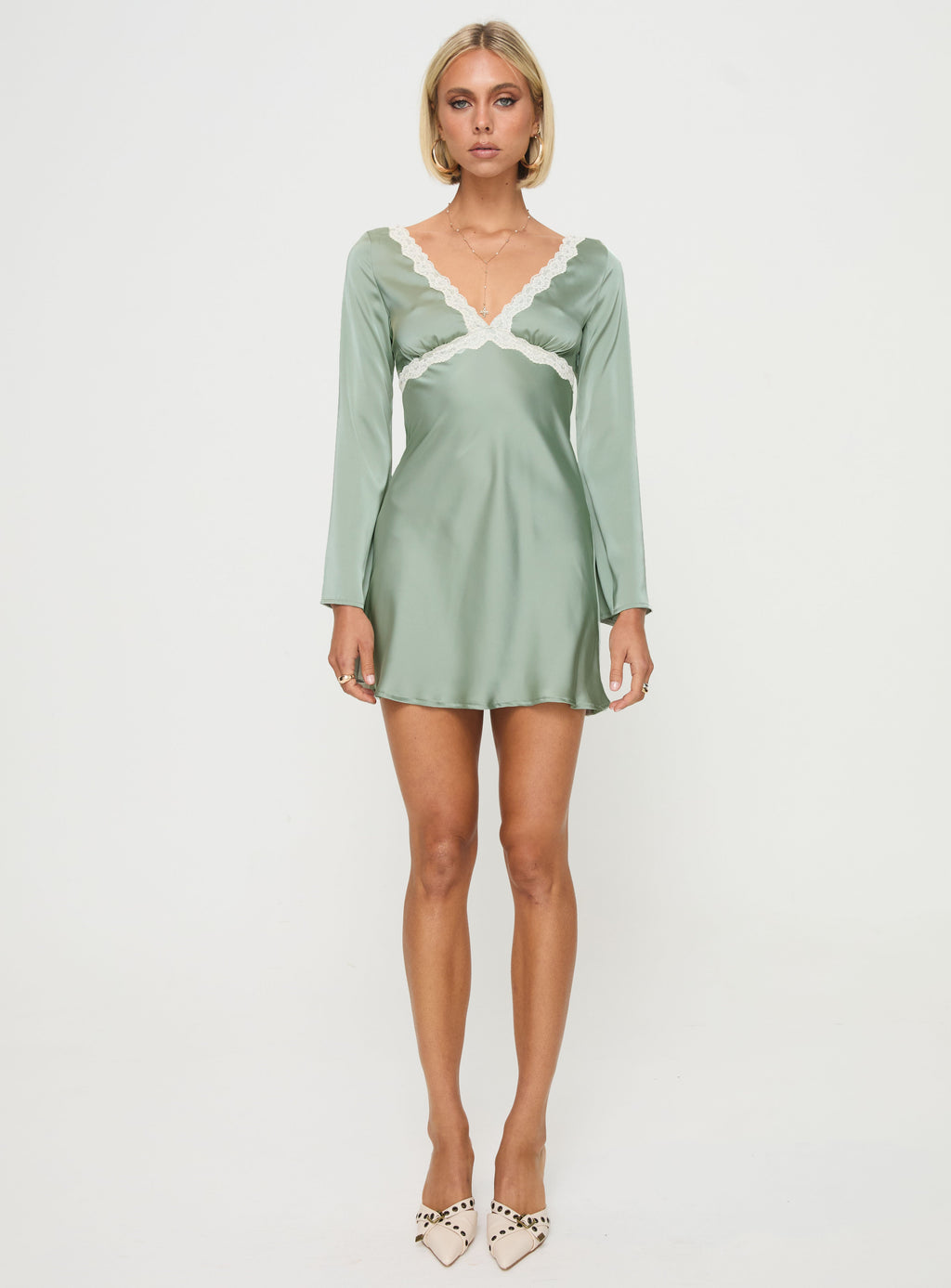 Jaron Long Sleeve Mini Dress Sage