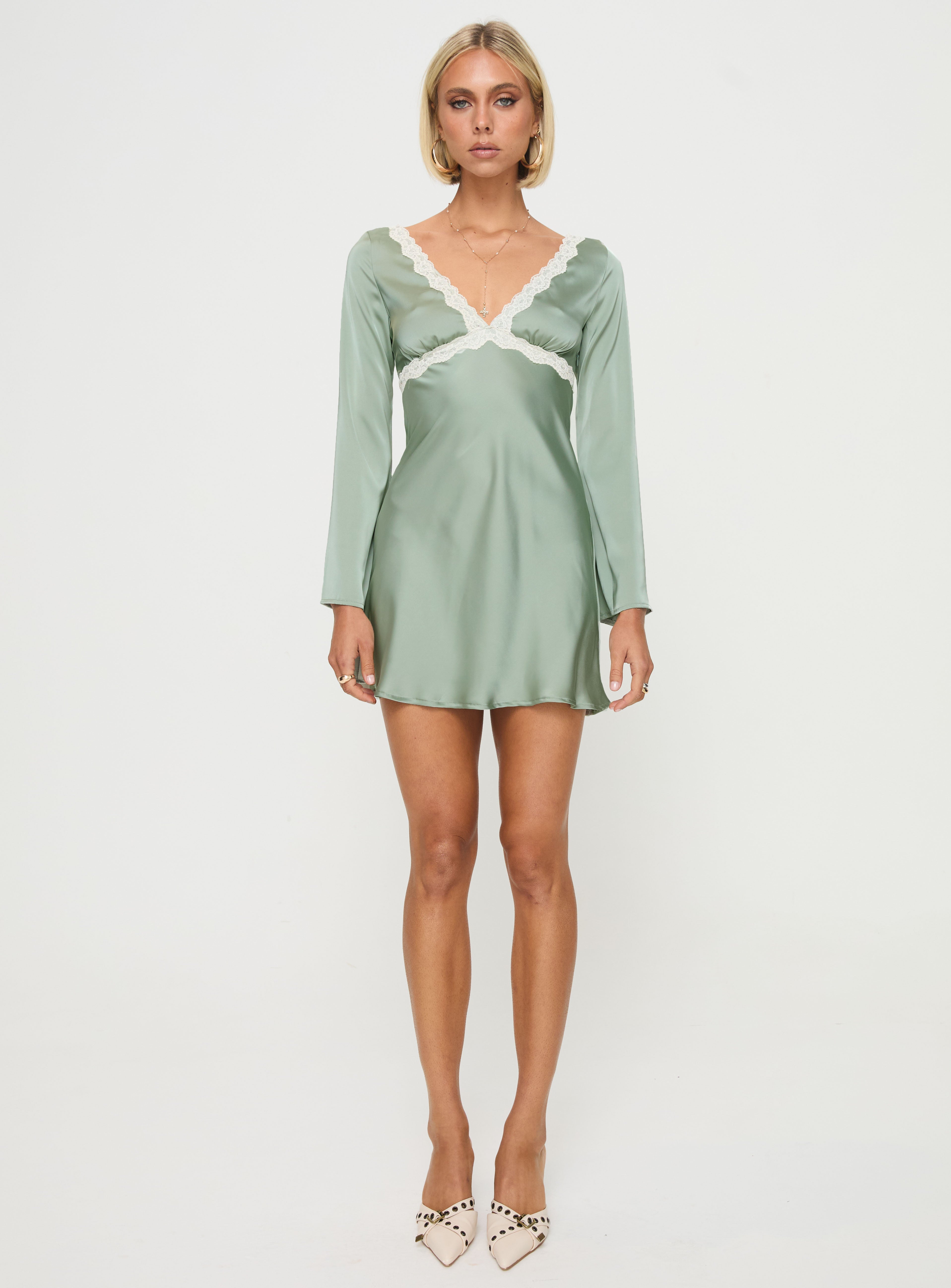 Jaron Long Sleeve Mini Dress Sage