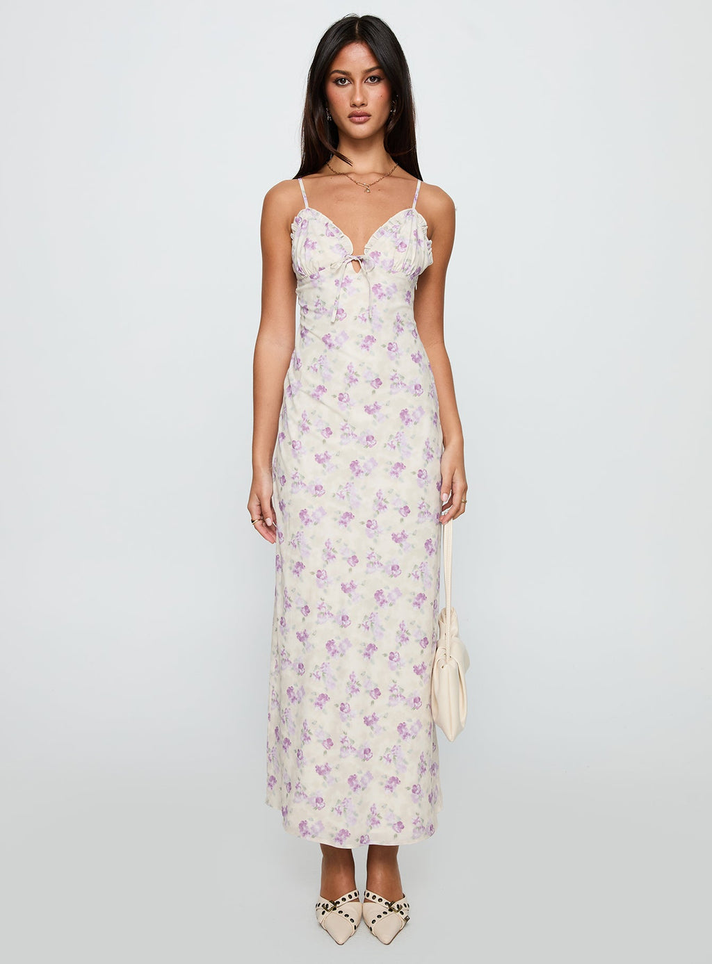 Jessamine Frill Maxi Dress White / Lilac