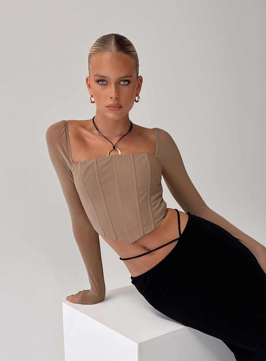 Beverly Long Sleeve Top Beige