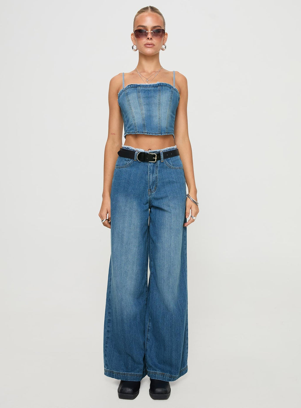 Vihaan Wide Leg Pants Blue Wash