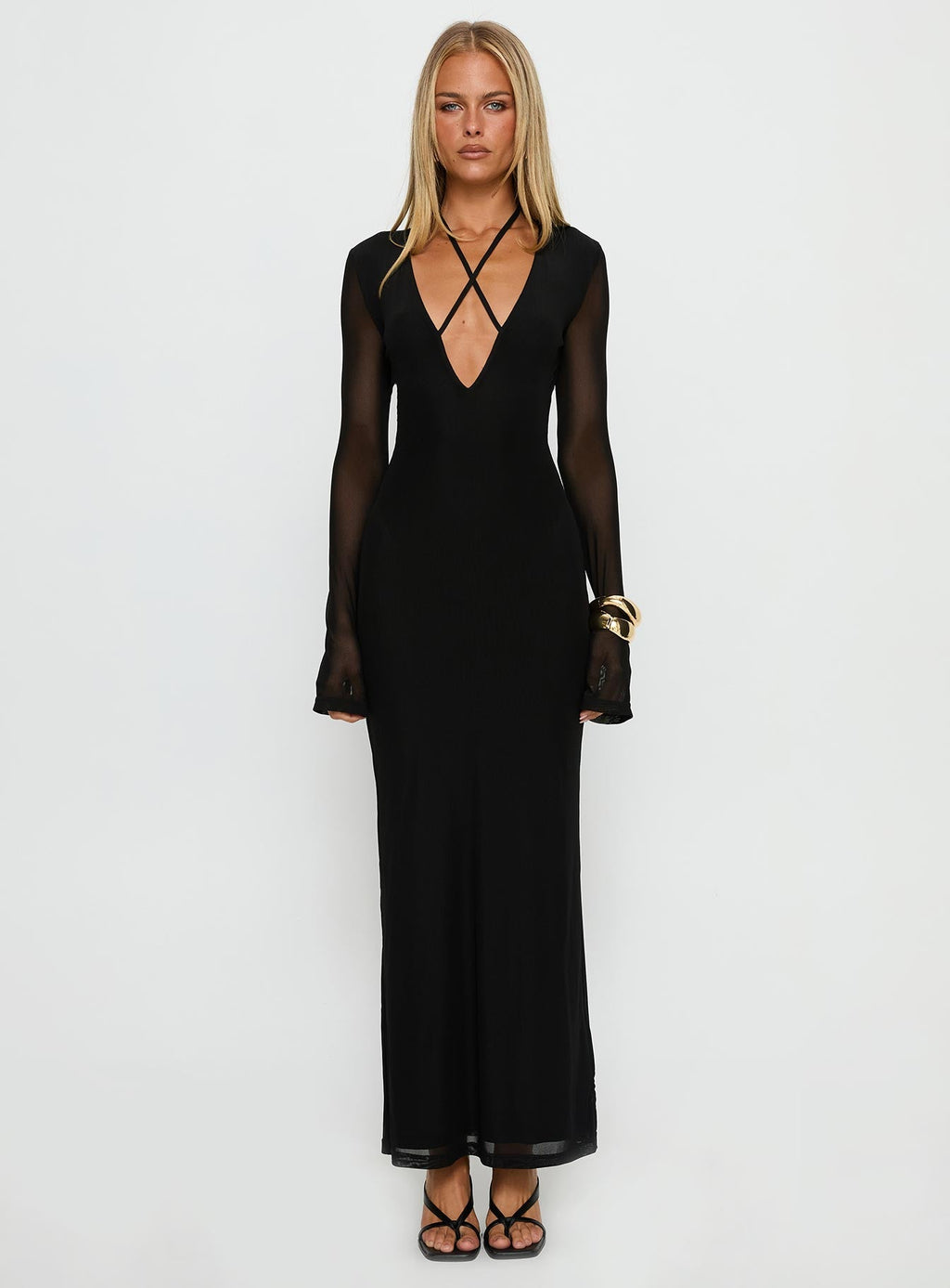 Ariadna Cut Out Long Sleeve Maxi Dress Black