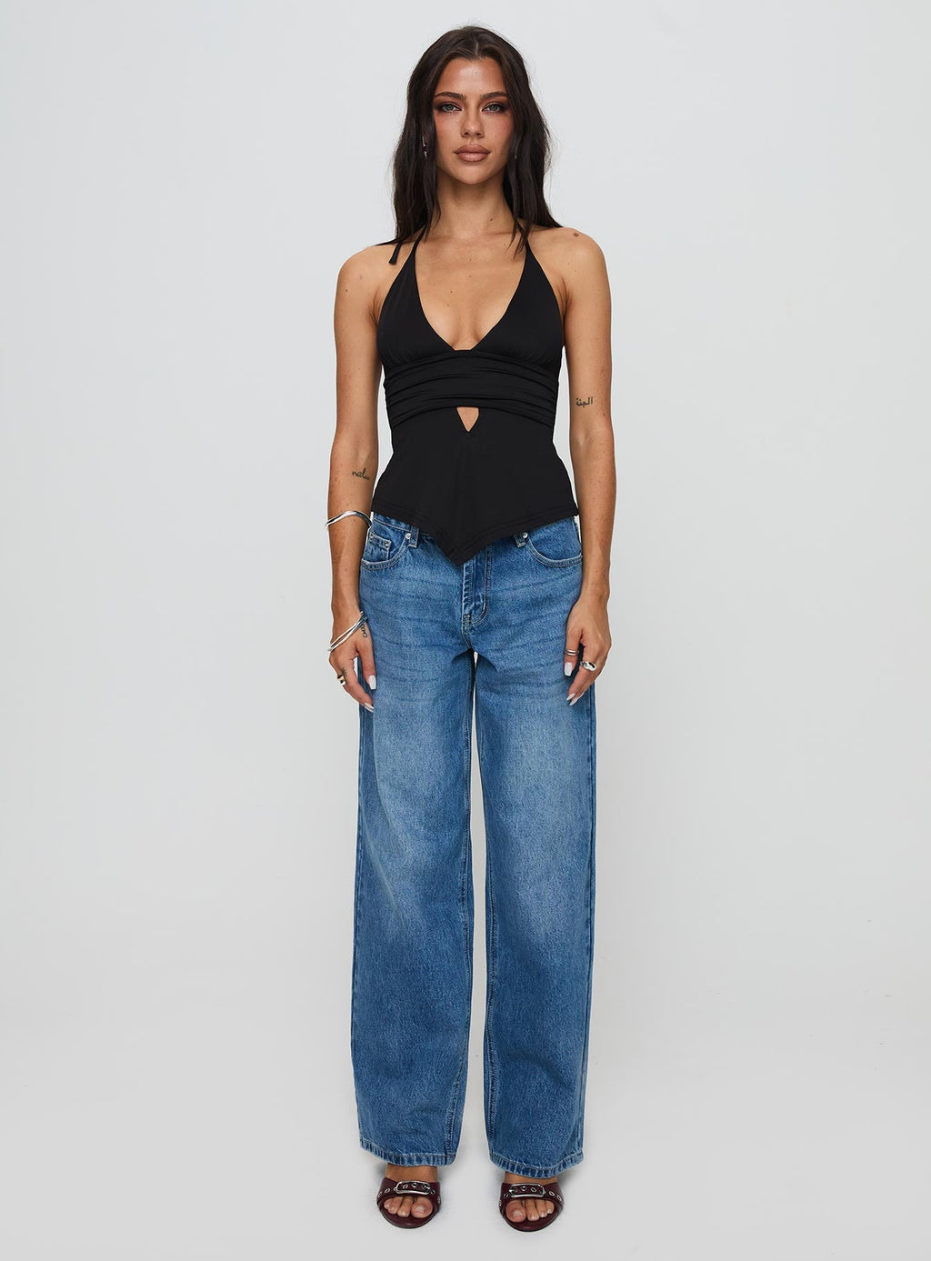 Serenitia Mid Rise Relaxed Jeans Mid Blue Wash
