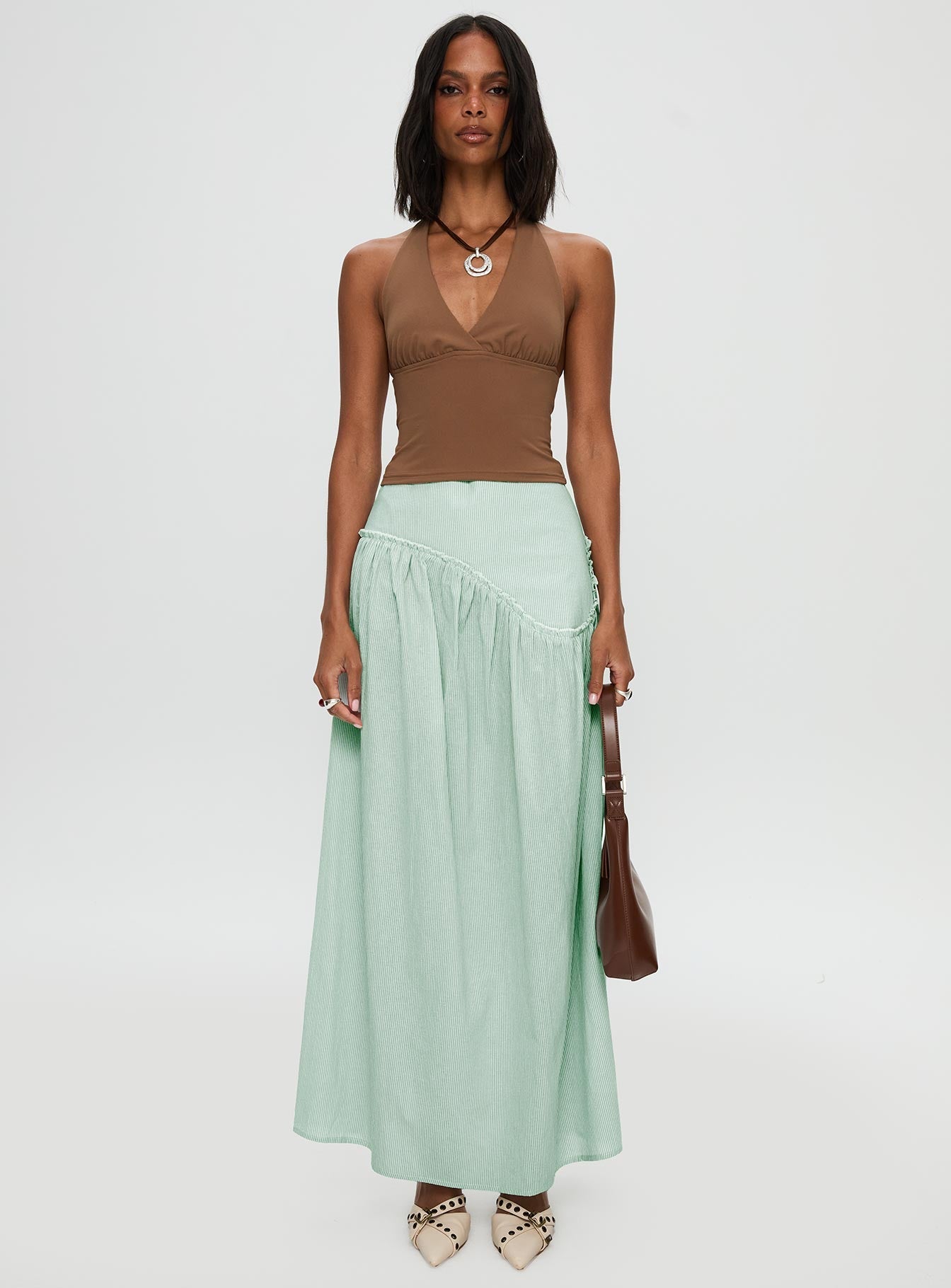 Yasemine Maxi Skirt Green / White