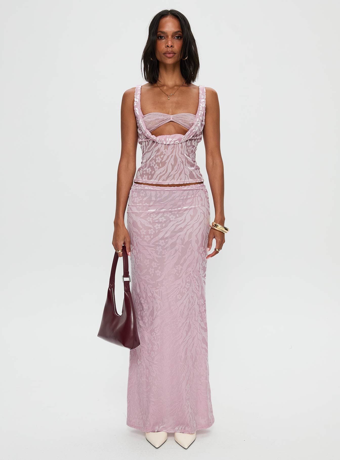 Kalei Maxi Skirt Pink Floral