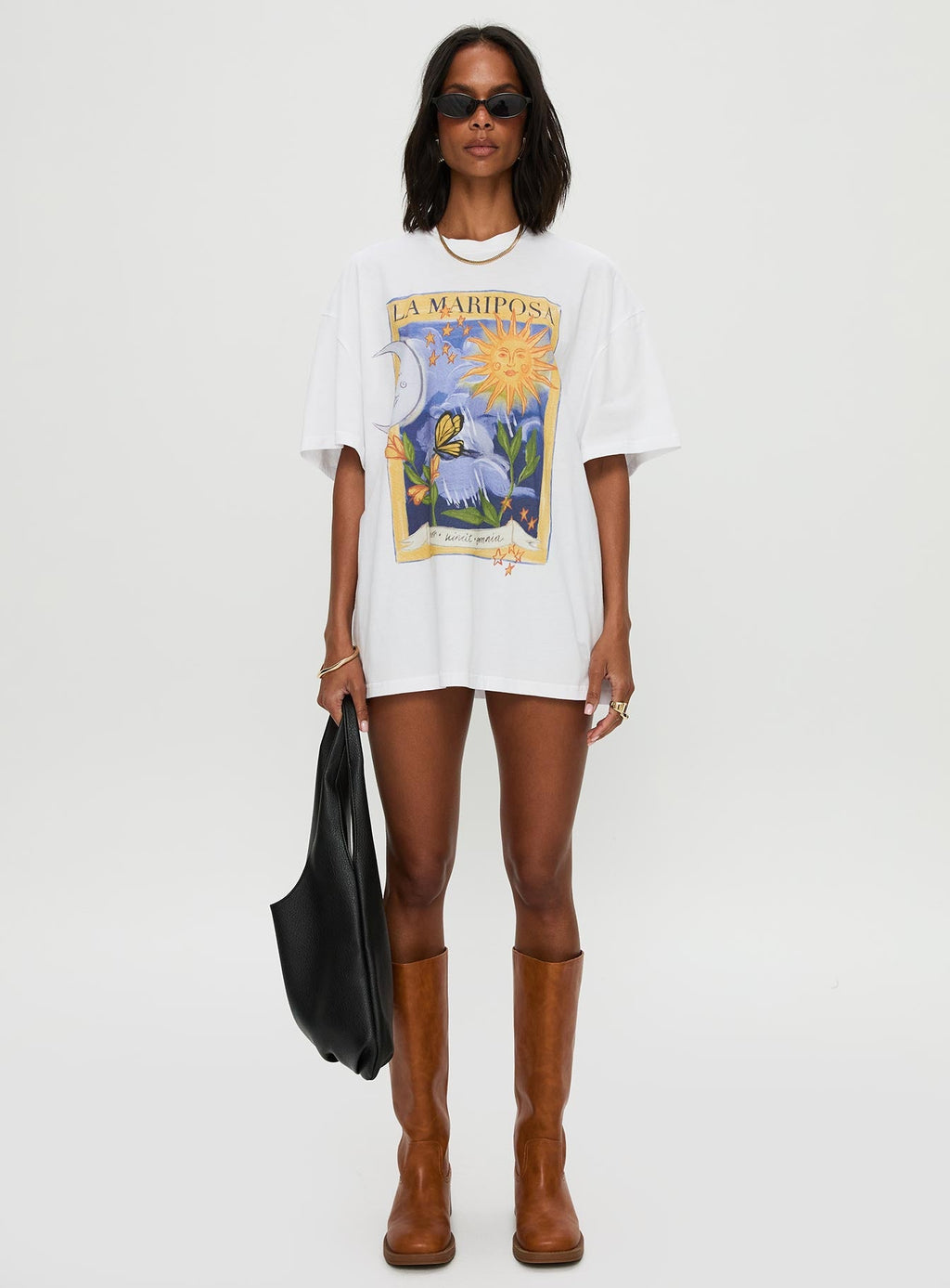 Tarot Card Oversized Graphic Top White / Multi