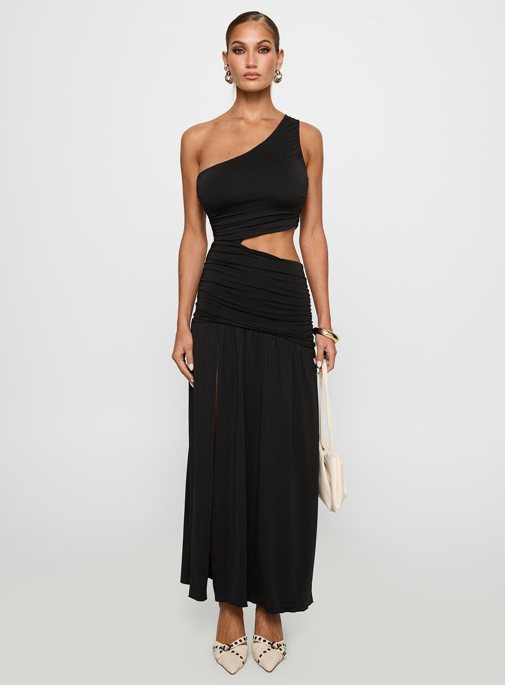 Magnetize Ruched Maxi Dress Black