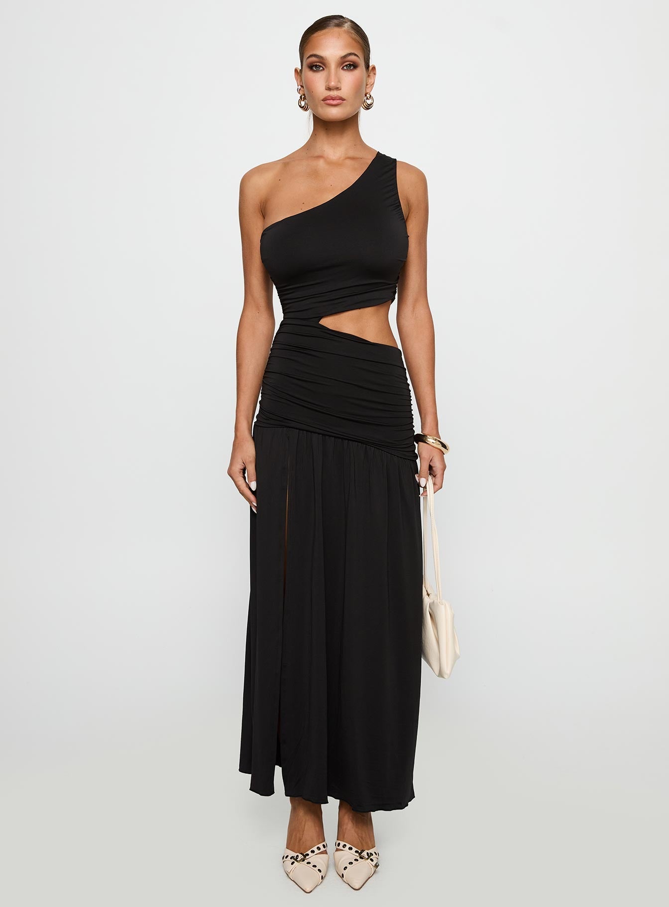 Magnetize Ruched Maxi Dress Black