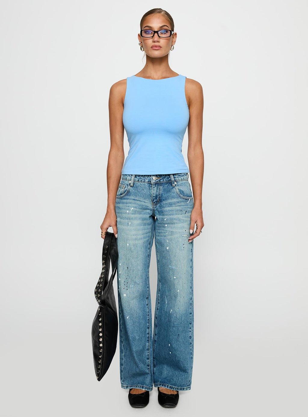 Picasso Mid Rise Straight Leg Jeans Mid Blue