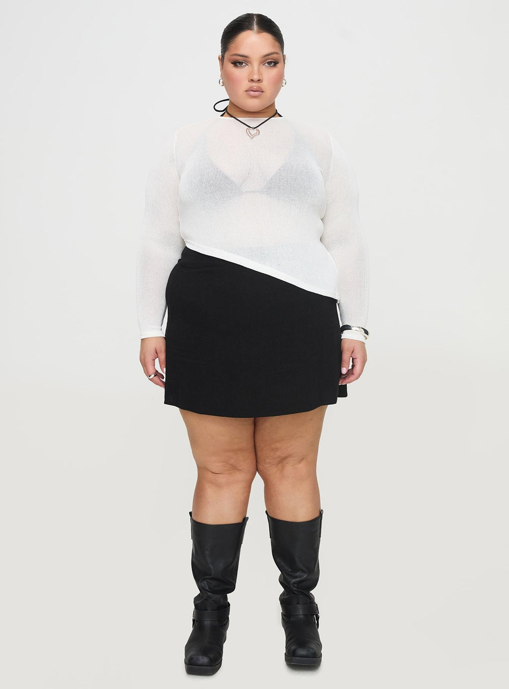 Pratt Long Sleeve Top White Curve