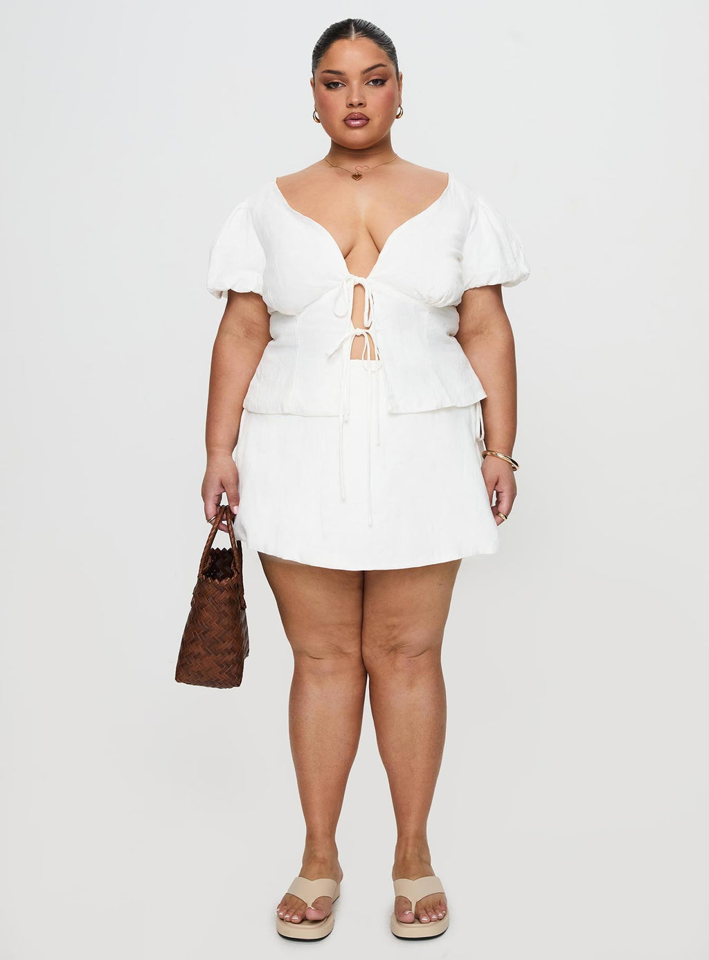 Gulliver Tie Side Mini Skort White Curve