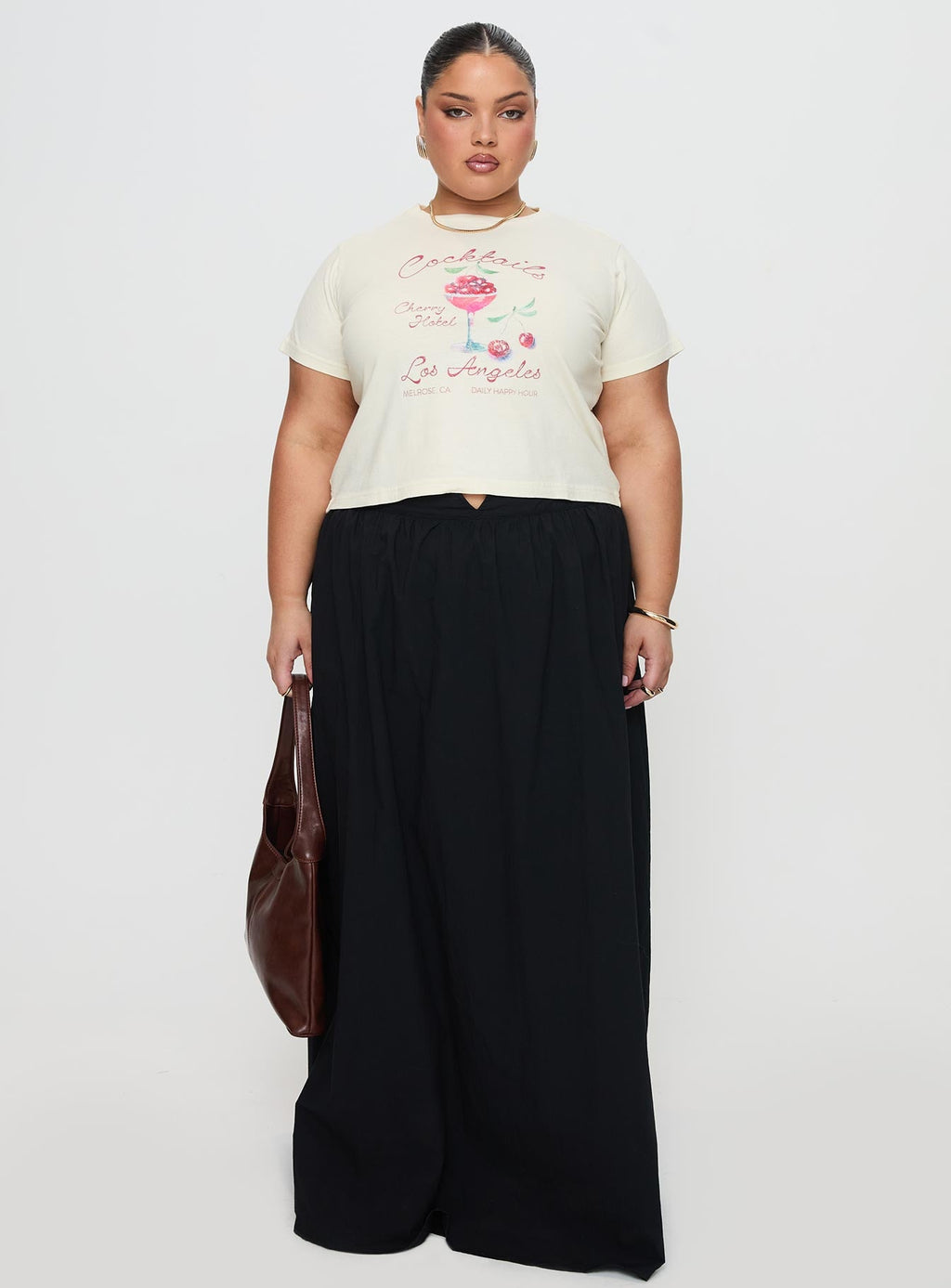 Cherry Cocktails Tee Cream Curve