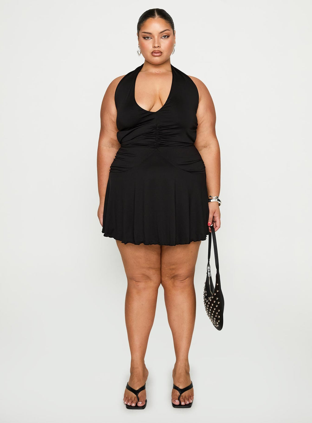 Maeva Halter Mini Dress Black Curve