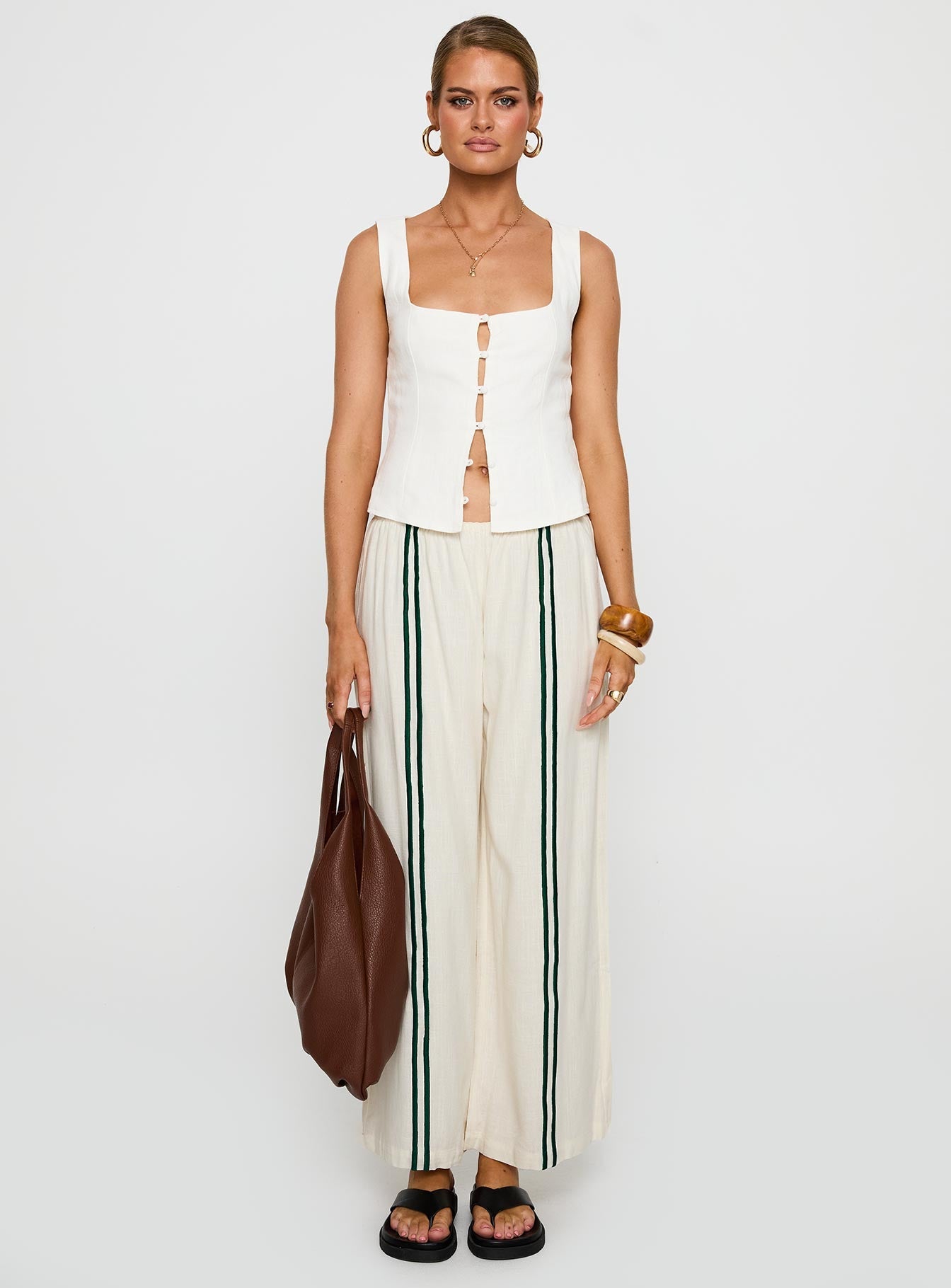 Telling Lies Pants White / Green