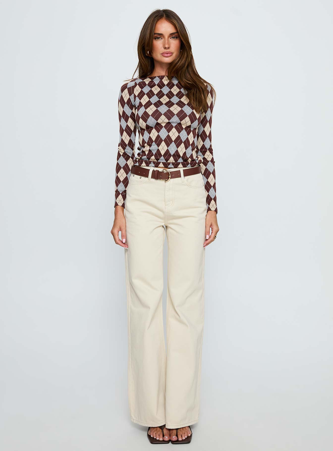 Maple Mid Rise Flare Jeans Ecru