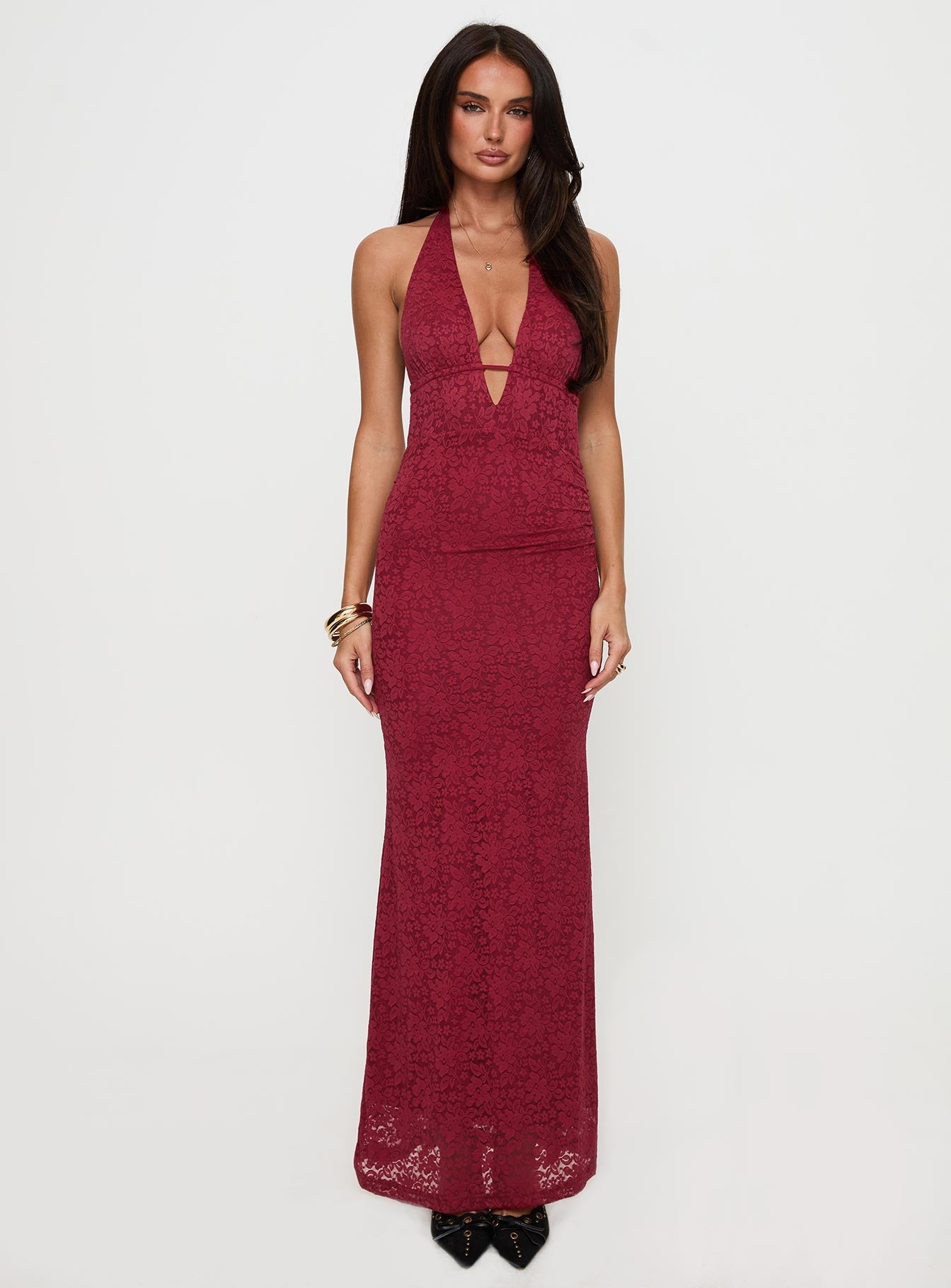 Karmyn Plunge Maxi Dress Red