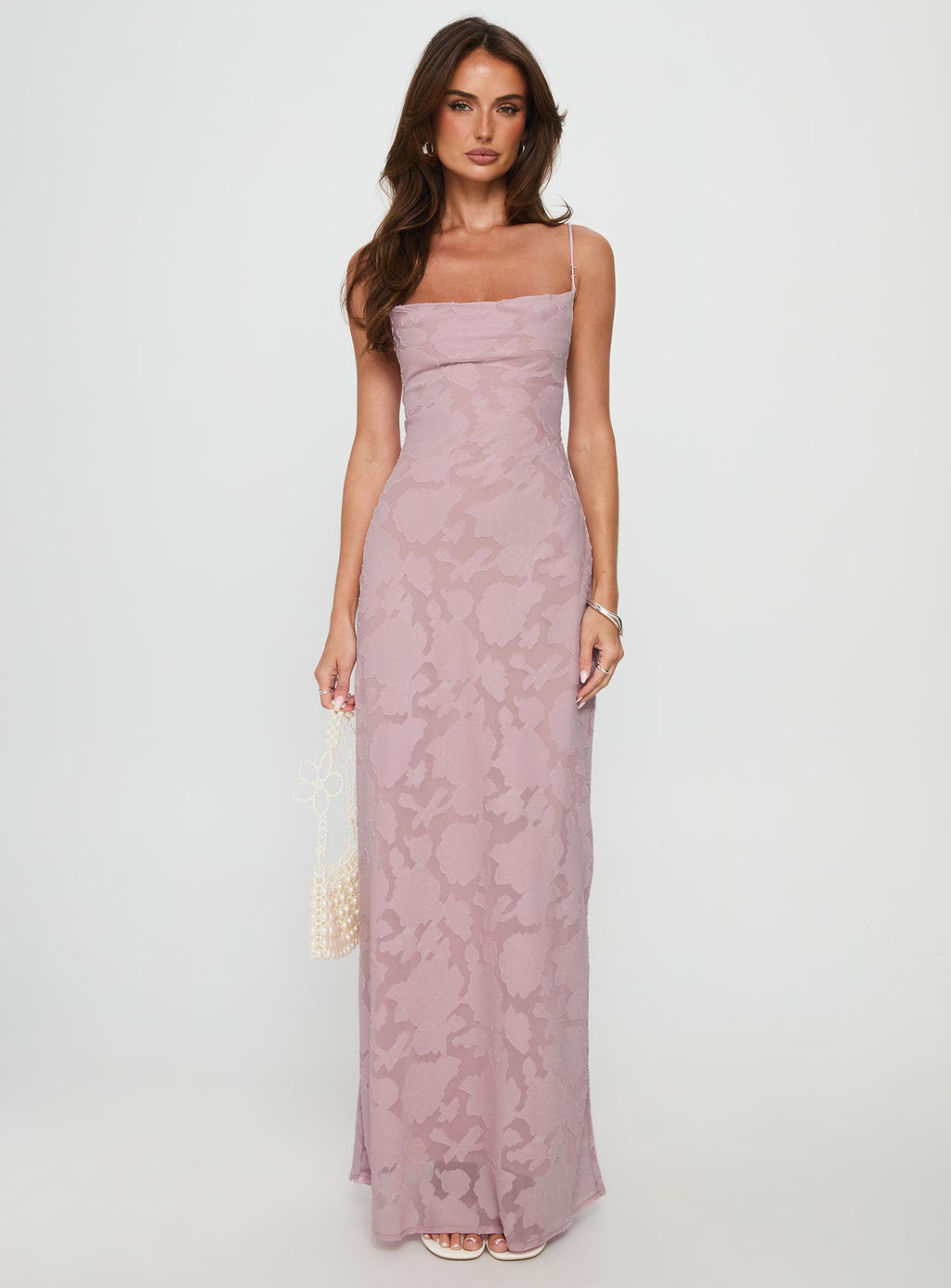 Celena Maxi Dress Light Pink Burnout