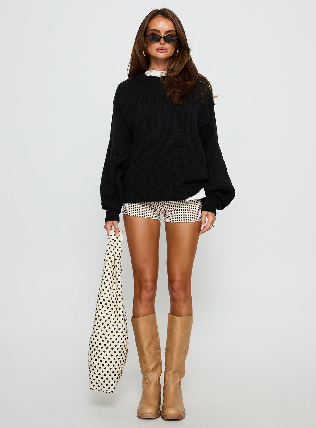 Harmony Balloon Sleeve Knit Sweater Black