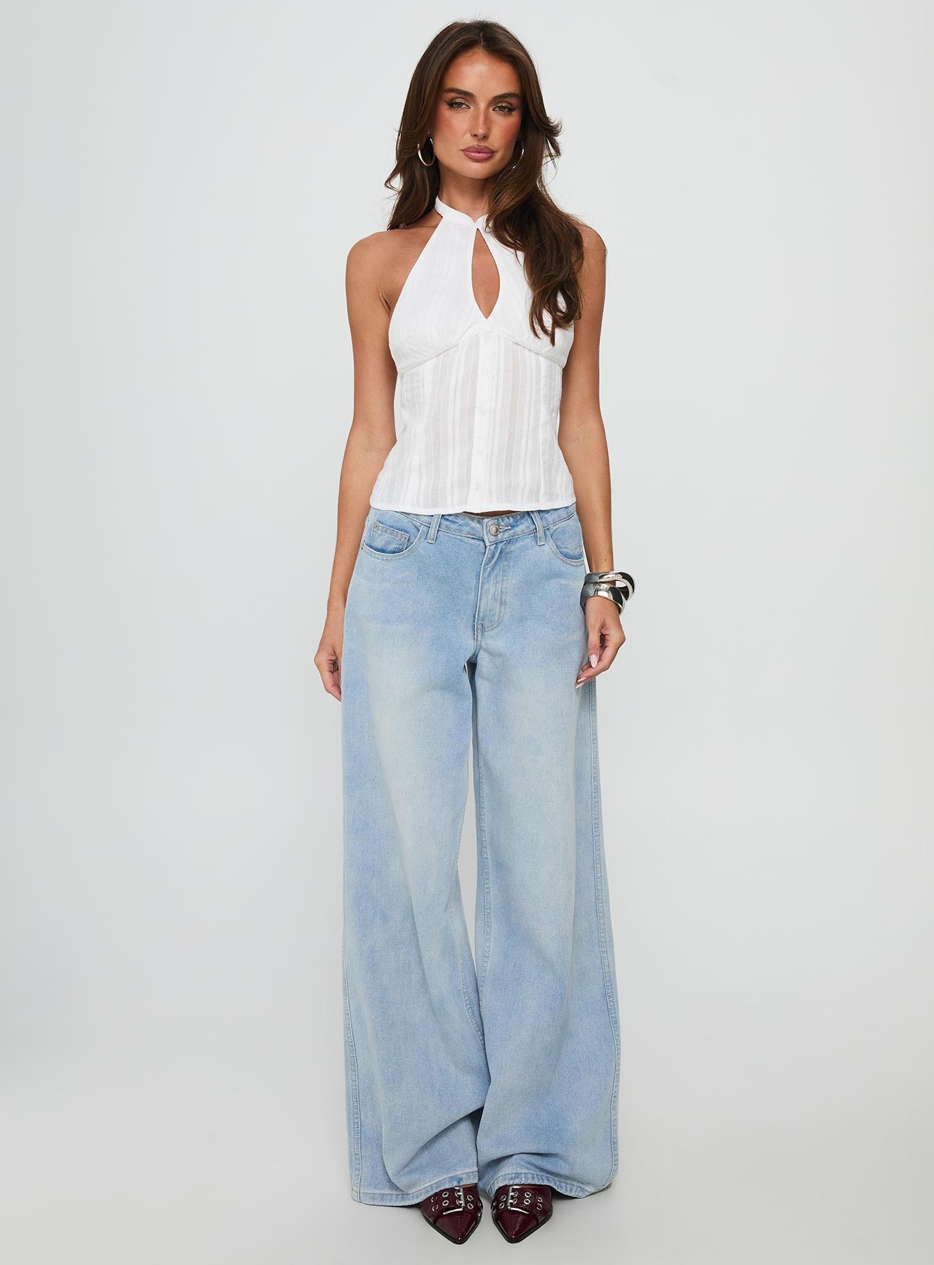 Call You Up Keyhole Backless Top White