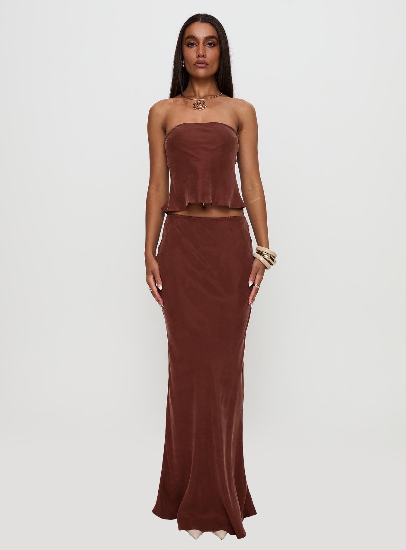Lucelia Maxi Skirt Brown