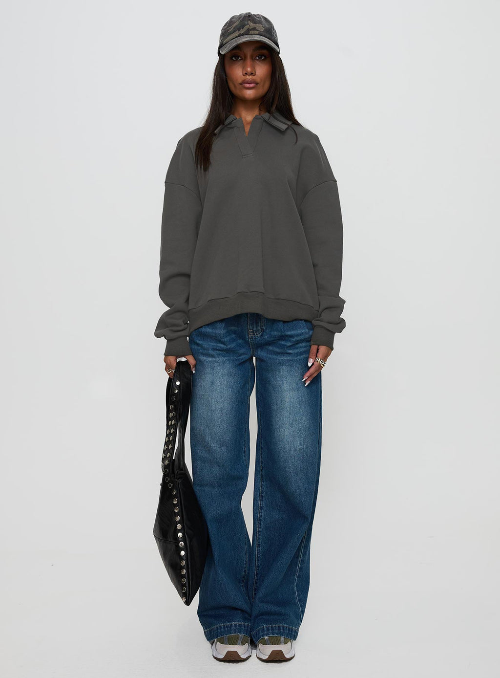 Back Around Collared Fleece Jumper Slate