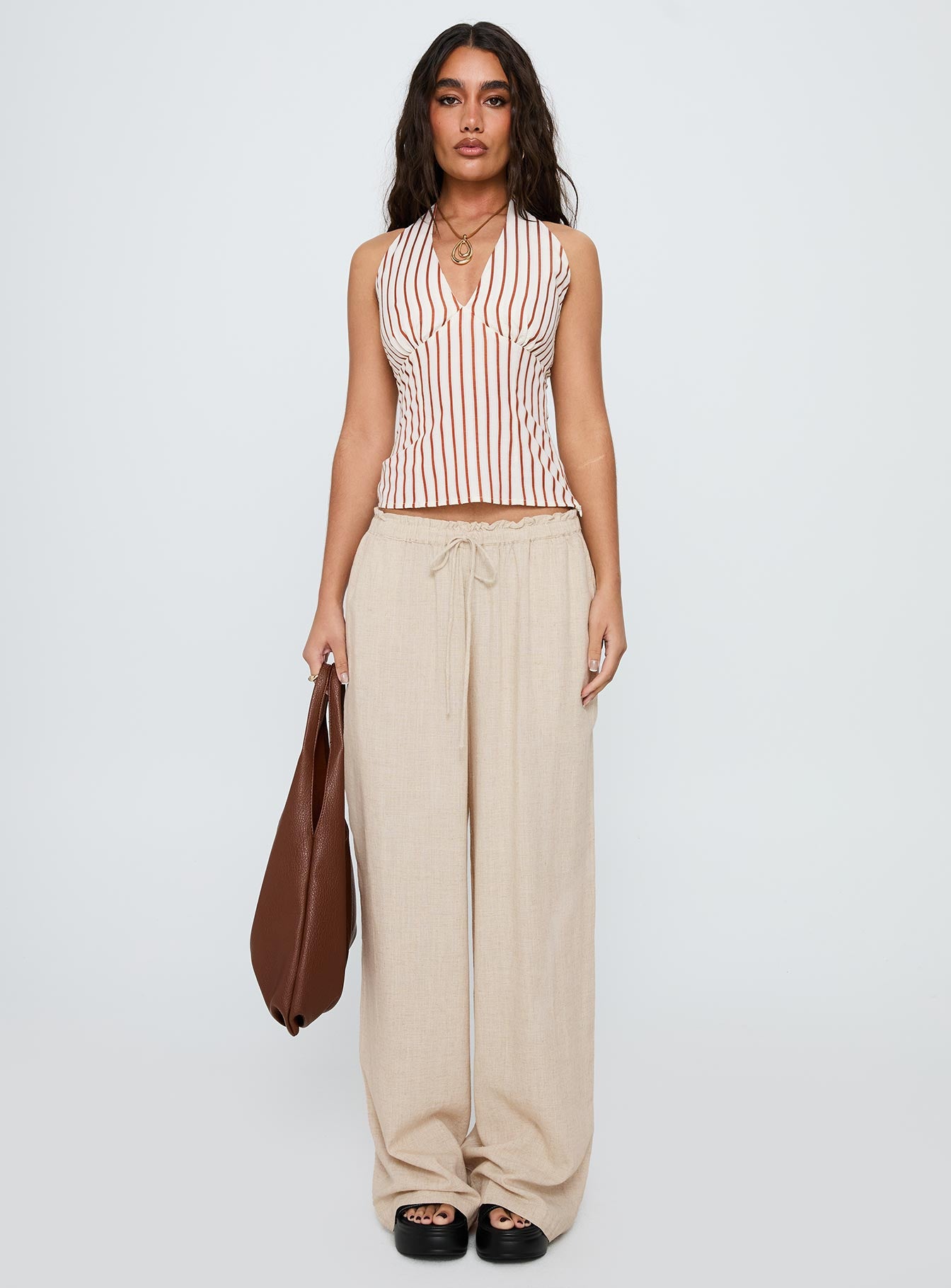 Radiant Beam Halter Top Orange Stripe