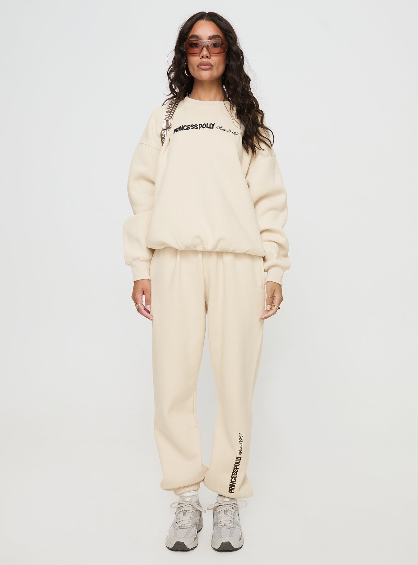 Princess Polly Track Pants Block / Cursive Text Stone