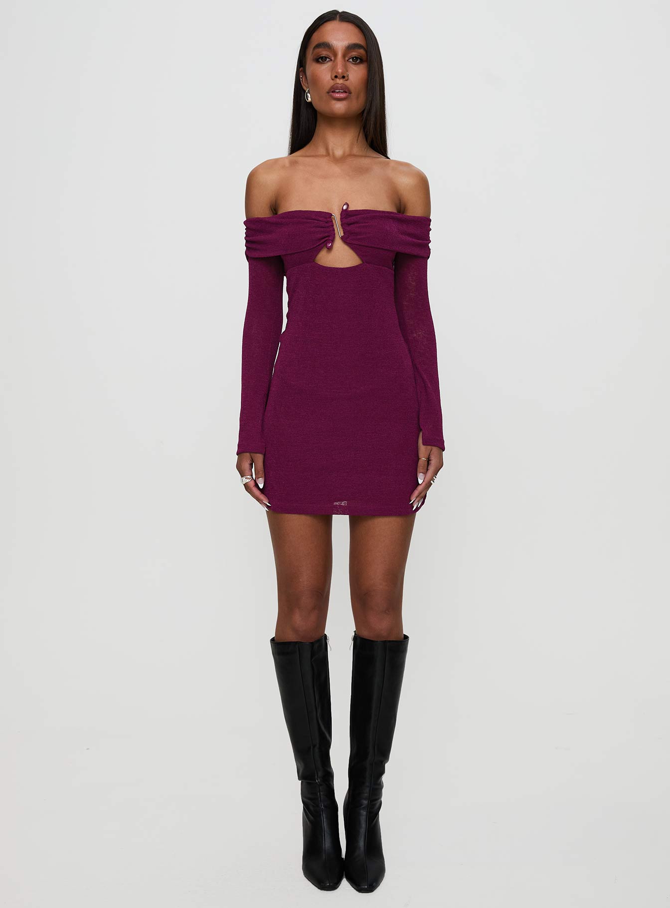 Firenza Long Sleeve Mini Dress Purple