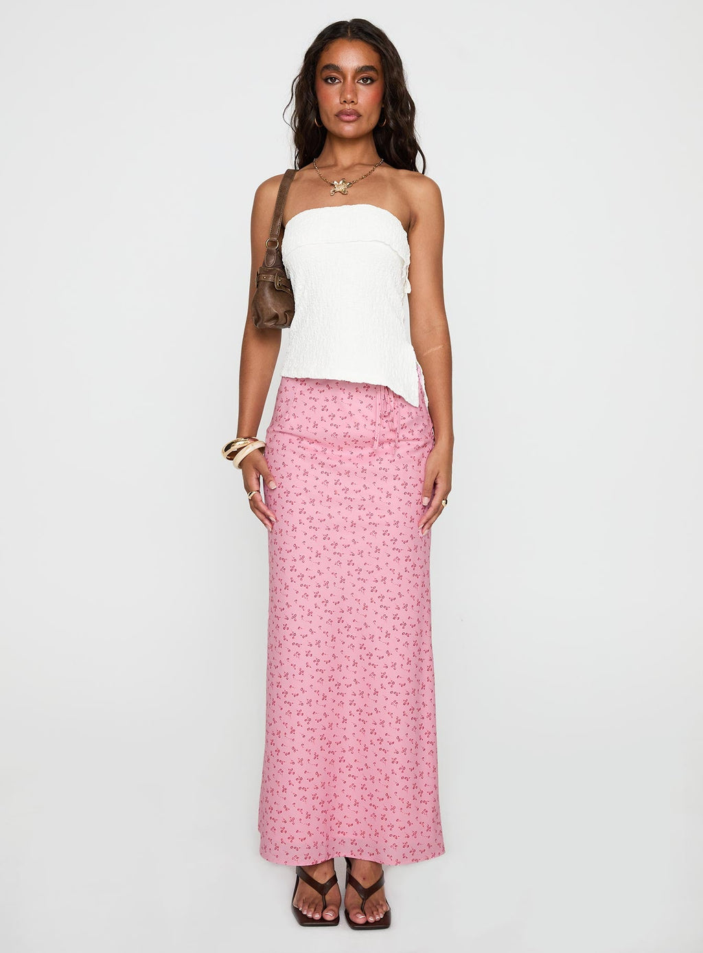 Gorgina Tie Maxi Skirt Pink Multi