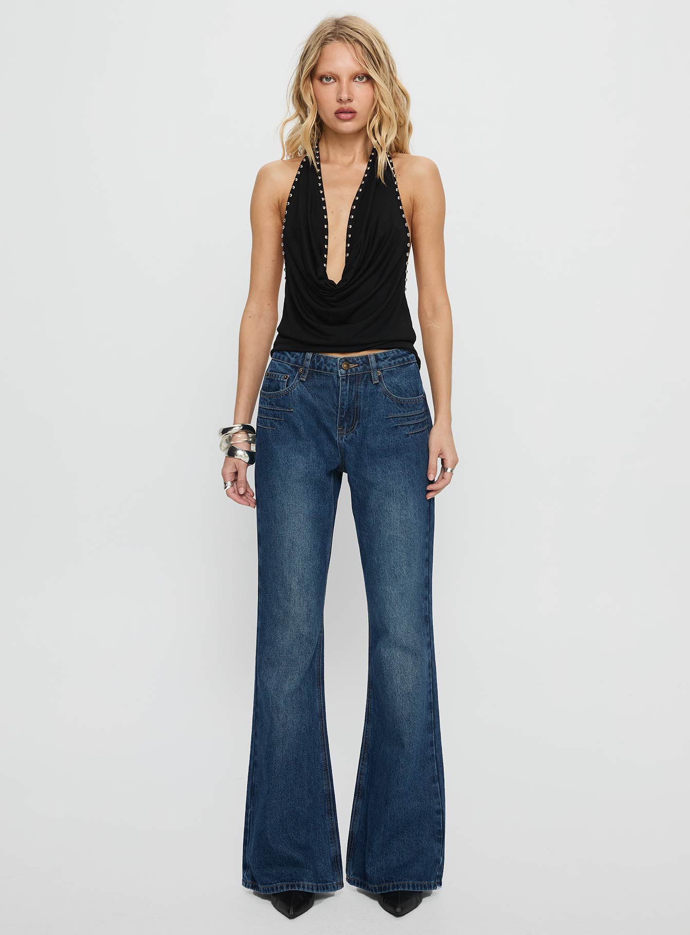 Wide World Mid Rise Bootleg Jeans Mid Blue