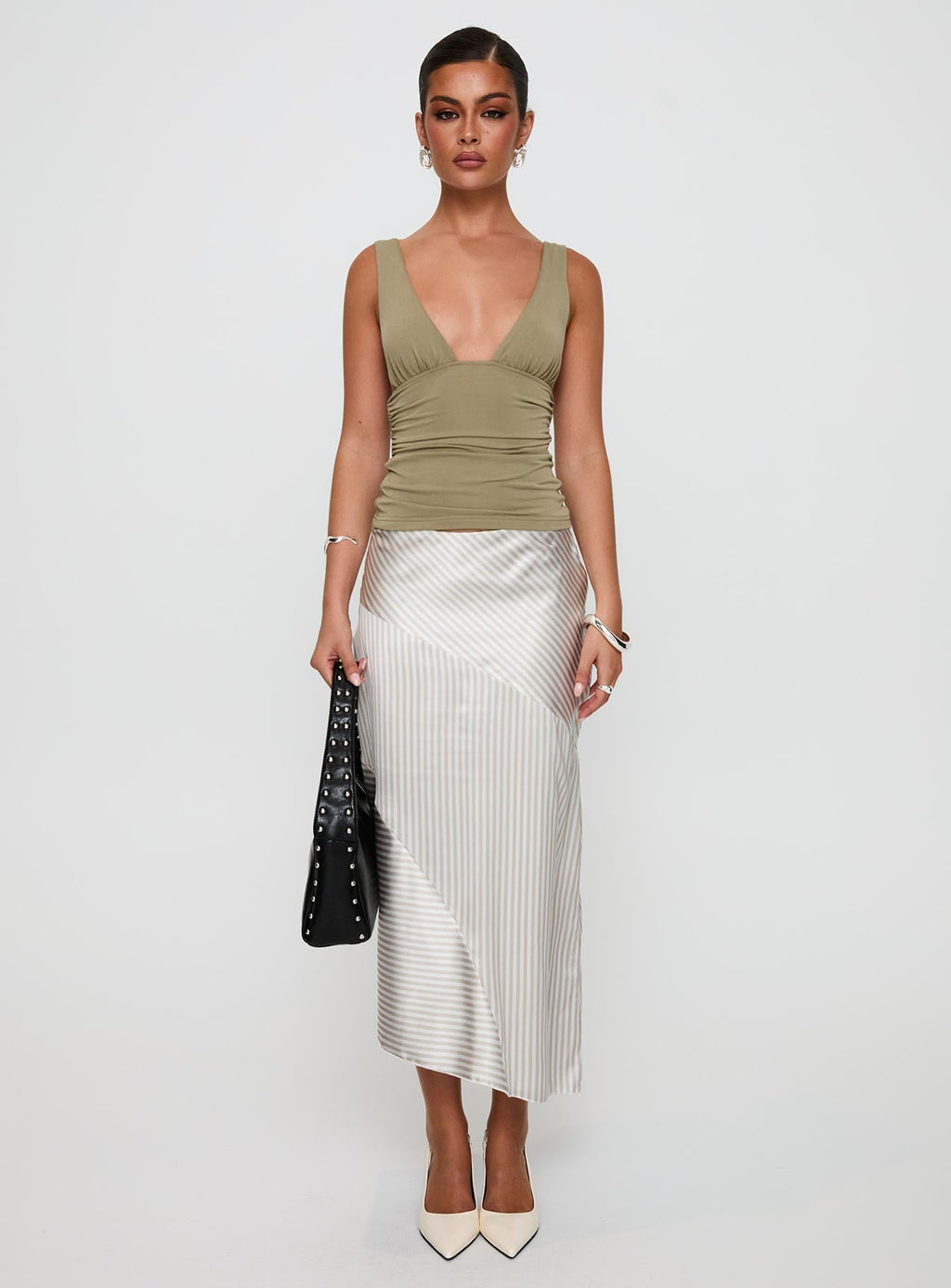 Priscella Asymmetrical Midi Skirt Multi
