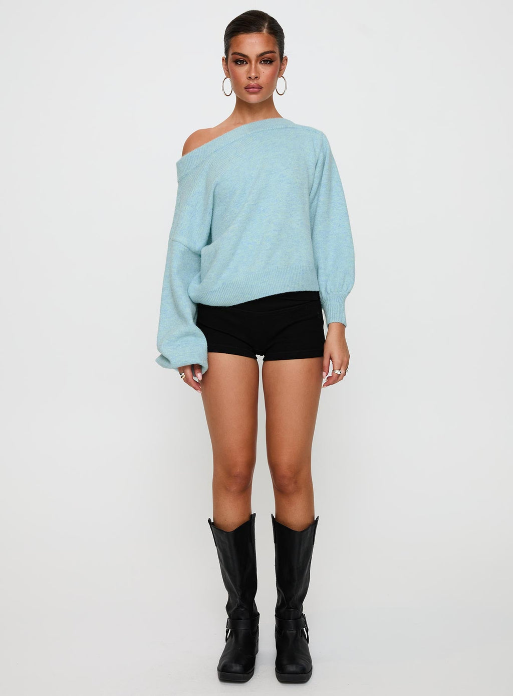Noble Off The Shoulder Jumper Blue